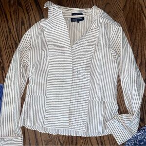 Business Casual Long Sleeve Shirt with front ruffles, size M